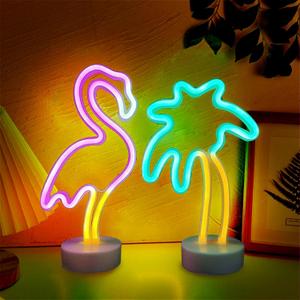 UrsaMajor 2 Pack Neon Signs, Pink Flamingo & Neon Palm Tree, USB/Battery Powered, Energy Efficient, Decor Lights for Girls Bedroom, Party, Dining Tables, Office desk, Valentine Gifts