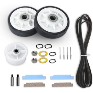 For Maytag Neptune 3000 Series MDE6000AYW MDE5500AYW Dryer Repair Kit Replaces Drum Rollers 12001541 303373K W10116741 303373, Belt 33002535 WP33002535 33001777, Idler Pulley 6-3700340 WP6-3700340