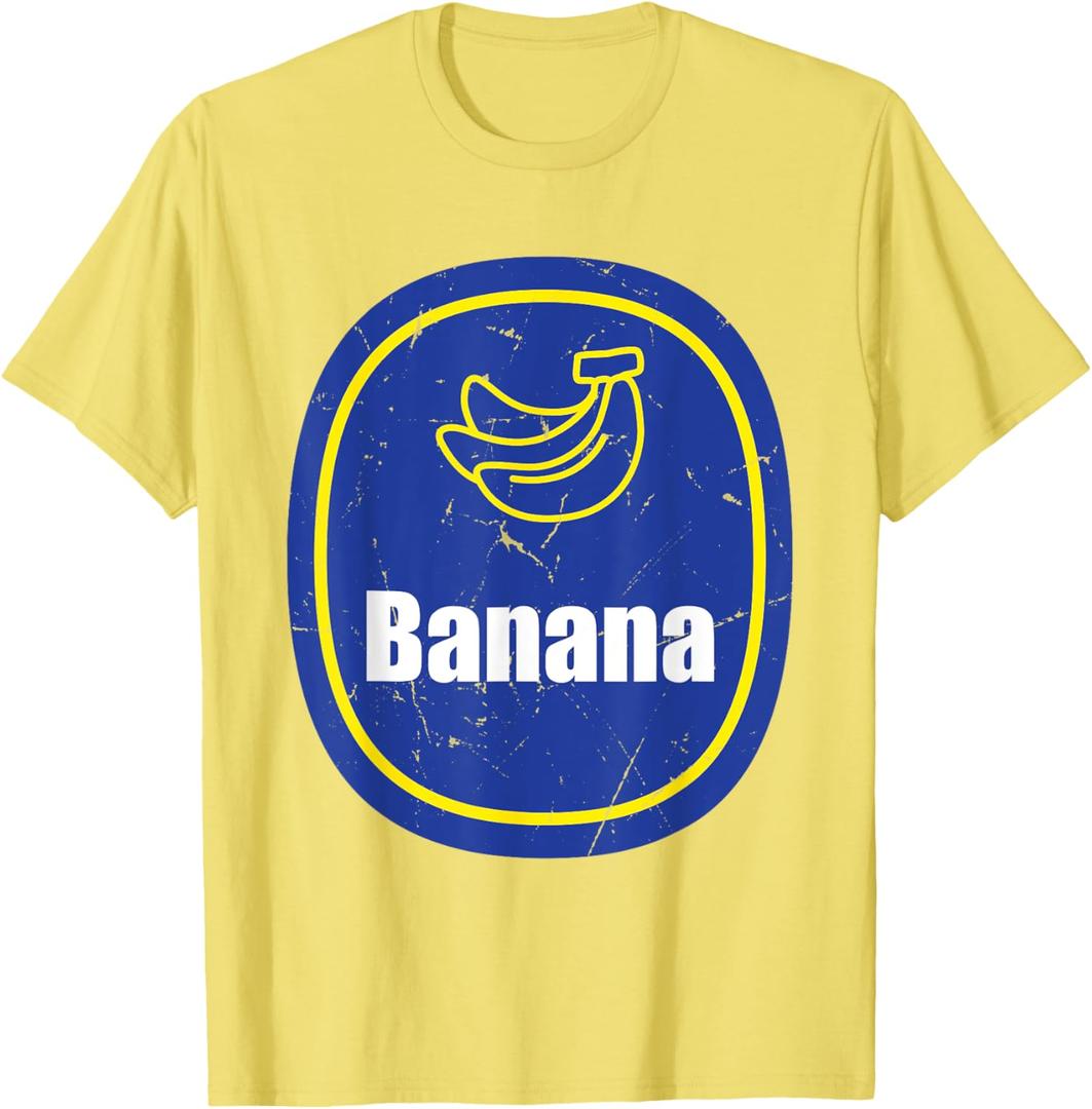 Banana Sticker Costume Cute Easy Fruit DIY Halloween T-Shirt (Small, Lemon Yellow)