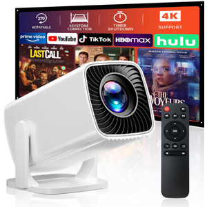 Mini Projector, Portable Projector 4K & Full HD 1080P Support, 270° Rotation Outdoor Projector, Movie Projector Compatible with Smartphone, TV Stick, Laptop, PS4, HDMI, USB (No WiFi or Bluetooth)