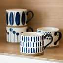Koja 16 oz. Elegant Hand Painted Decorative Large Porcelain Ceramic Mug Set. 4 Decorative Mugs. Colorful Gift Pack. Impress & Entertain Family & Guests. Dishwasher Microwave Safe.