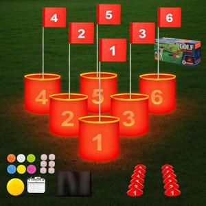 Golf Yard Bucket Games, 6 Holes Golf Practice Game with Flag, Indoor Outdoor Golf Chipping Game for Park, Beach, Backyard, Lawn