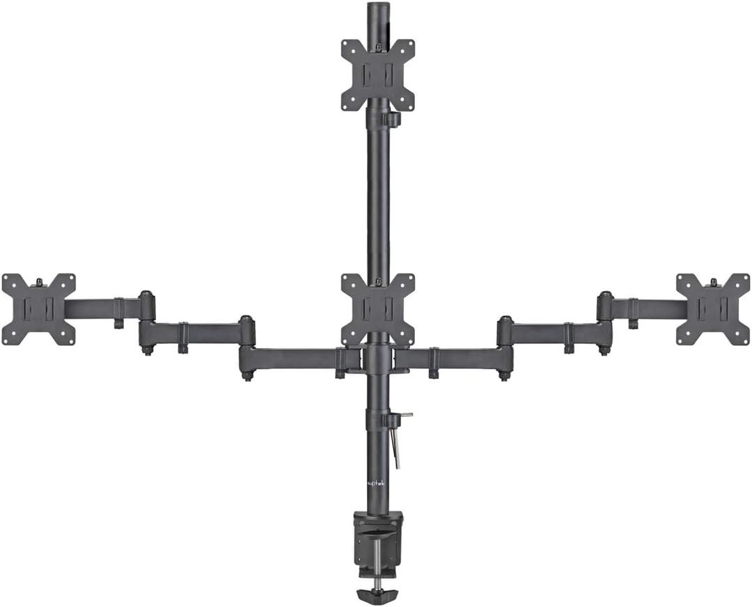 Suptek Quad LED LCD Monitor Stand up FreeStanding Desk Stand Extra Tall 31.5" Pole Heavy Duty Fully Adjustable Mount for 4 (3+1) / Four Screens up to 27 inch (ML6864)