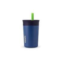 Owala Kids Insulation Stainless Steel Tumbler with Spill Resistant Flexible Straw, Easy to Clean, Kids Water Bottle, Great for Travel, Dishwasher Safe, 12 Oz, Navy and Blue (Home Base)