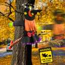 Halloween Decorations Outdoor Crashing Witch: 44'' Flying Crashed Witches Hanging into Tree - Halloween Decor for Yard Garden Porch (Orange(44 Inch))