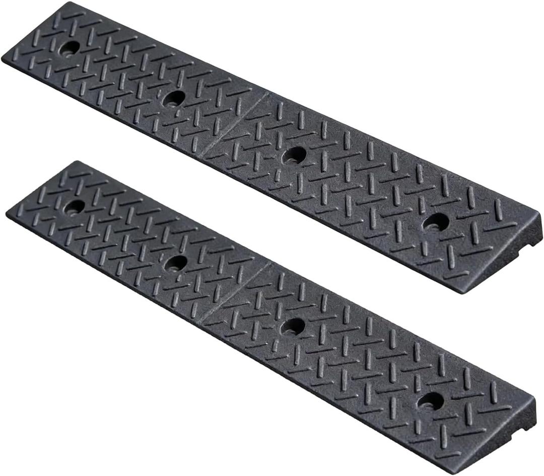 2 Pack Threshold Ramps,Rubber Curb Ramp, 2 Inch Rise, Heavy Duty, 5000 lbs Load Capacity, for Garage, Warehouse, Wheelchairs, Strollers, Motorcycles, Cars, Lawn Mowers, Trailers, Bike (2" Rise)