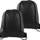 PLULON 2Pcs Drawstring Bags Bulk Black Drawstring Backpack String Backpack Cinch Sack Sport Gym Backpack Bags for Yoga Traveling Outdoor Sports