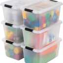 IRIS USA 6-Pack Clip Box with Latching Lids, 13 Quart Craft Storage Bins, Art & Writing Supply Containers for Home, Office & Classroom Organization