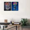 Framed Banksy Street Graffiti Wall Art Decor Large Abstract Pictures Canvas Painting Prints Colorful Modern Contemporary Poster Artwork Stretched for Wall Home Bathroom Bedroom Living Room Ready Hang