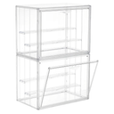 Acrylic Display Case for Collectibles 3 Layer Adjustable Figure Display Cases with Magnetic Door Clear Stackable Display Box for Figures Showcase, 2 Pack