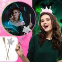 Watersay 24 Pack Princess and Witch Party Favors Including 12 Pcs Star Shape Ballpoints and 12 Pcs Witch Broom Pens Silver Pentagram Wand Broom Shape Pens for Party Supplies Decorations Gifts