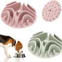 2 Pcs Slow Feeder Insert for Dog Bowl, Anti-Choking Silicone with Strong Suction Cups, Fits Most Dog Bowls, Ideal for Medium, Large Breeds (Green+Pink)