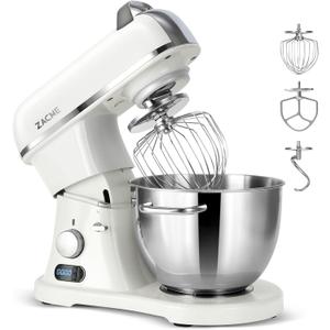 ZACME 8.4QT Commercial Stand Mixer 800W with NSF Certified and Aluminum Die Casting, Mixers Kitchen Electric Stand Mixer with Stainless Steel 8L Bowl, Dough Hook, Whisk and Beater, Porcelain