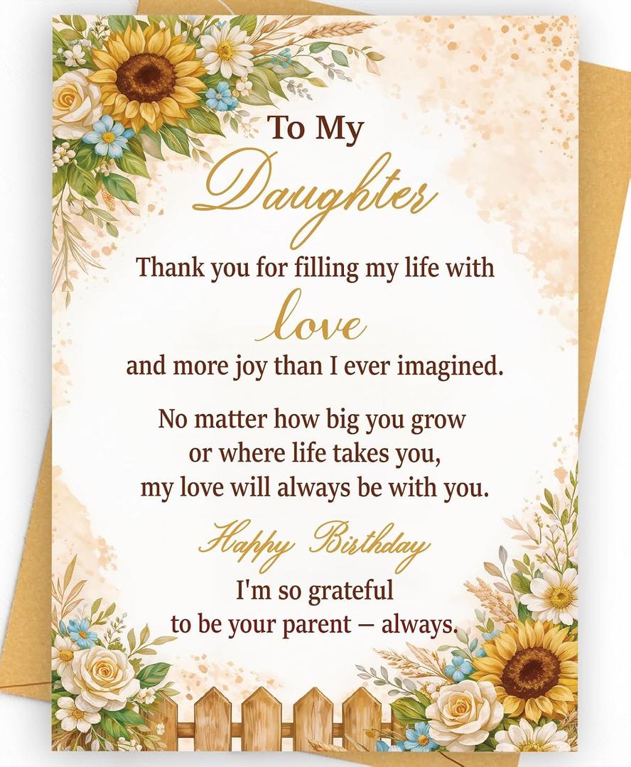 2 x Romantic Birthday Day Card Gifts Decorations for Daughter, Unique Birthday Card, Happy, Ideas, Funny, Sweetheart