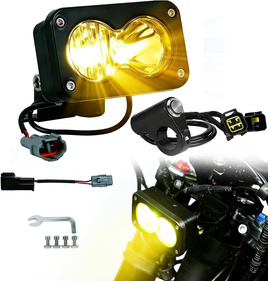 3500K LED Headlight for Talaria MX3/MX4/MX5&Eride E Ride Pro S SS &Tuttio - High Lumen Yellow Pod Light with Handlebar Switch, Plug and Play E-Bike Light Bar, Waterproof Off-Road Vision Kit