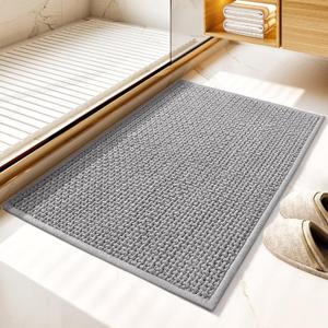 GRANNY SAYS Gray Bathroom Rugs, Absorbent Bath Mats for Bathroom, 24" x 16", Soft Chenille Bath Mat, Small Bath Rugs Non Slip Washable, Quick Dry, Thin, Rug for Tub and Shower (Grey)