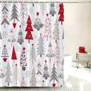 GOOESING Merry Christmas Shower Curtain Winter Christmas Tree with Snowflake Waterproof Bath Curtain for Bathroom Xmas Holiday Bathroom Decorations with Hooks 72x72 Inch