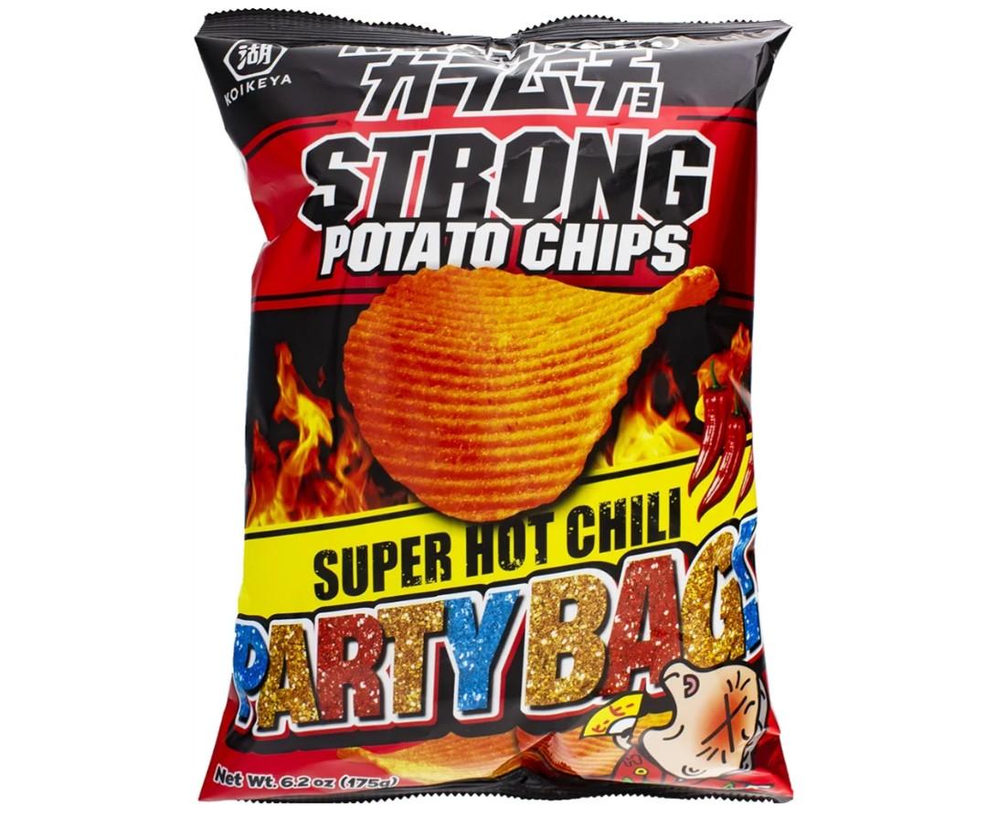 Koikeya Karamucho Strong Potato Chips Super Hot Chili Party Bag, 6.17 oz (Pack of 6), BBD 8/12/25