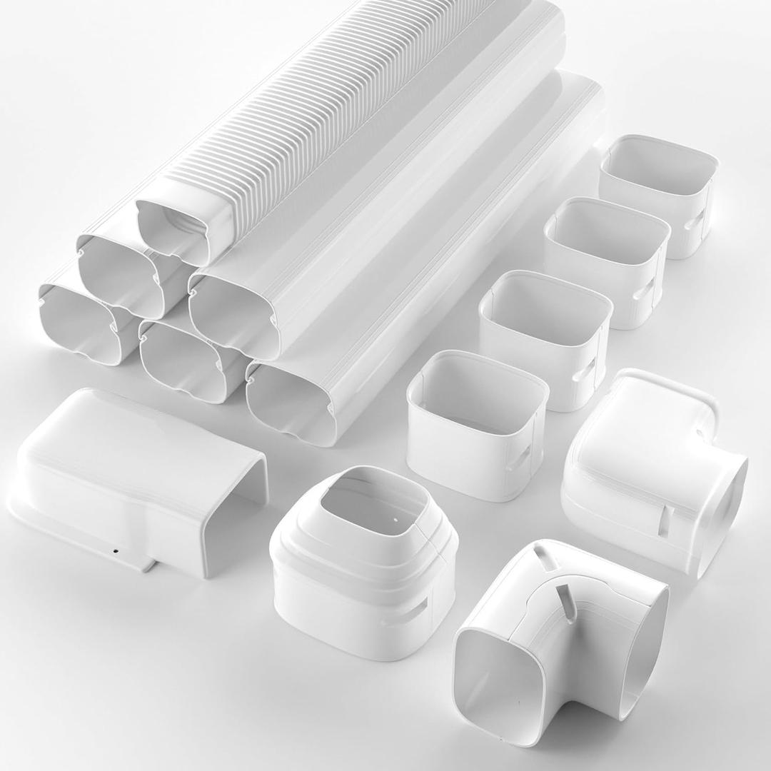 4'' 19.5Ft Mini Split Line Set Cover Kit for Minisplit Ductless Linset Air Conditioners and Heat Pumps, Central AC Decorative Upgraded UV-Proof Strong & Durability PVC Pipe