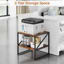 2-Tier Large Printer Stand with Storage Shelf, 20"×20" Under Desk Printer Table for Office, Mini Fridge Stand, End Table for Living Room, Heavy Duty Storage Rack for Scanner Fax Machine, Rustic Brown