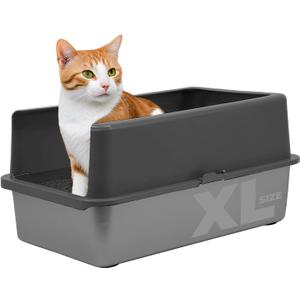 iPrimio XL Cat Litter Box Enclosure - 23"x15"x6" Stainless Steel Litter Enclosure for Big Cats - Cat Litter Box Lid Only Design for Use with XL Pans - Patent Pending Cover Only