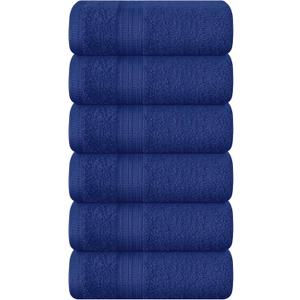 BOUTIQUO Ultra Soft Cotton 6 -Piece Hand Towel Set 16x24 Inch, Ideal for use in Bathroom, Kitchen, Gym, Spa & General Cleaning, Compact & Lightweight Multi Purpose Hand Towels - Navy Blue
