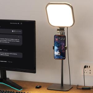 UBeesize Zoom Lighting for Computer, Video Conference Lighting for Video Calls, Desk Light with Stand and Phone Holder for Webcam, Home Office, Podcast, Online Meetings, Live Streaming