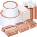 Sylans 700PCS Rose Gold Lace Disposable Dinnerware Set for 100 Guests