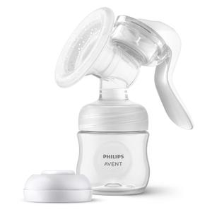 Philips Avent Manual Breast Pump, Easy Pumping with Natural Motion Technology, Silicone Cushion, 4oz Natural Bottle, Sealing Disc, Screw Ring, Transparent, Model SCF430/03