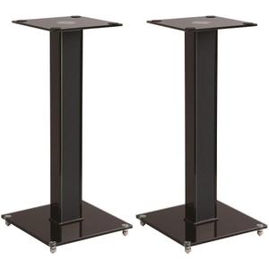Monoprice Elements Speaker Stand - 18 Inch (Pair) with Cable Management, Strong Tempered Glass Base with Floor Spikes, 139496, Black