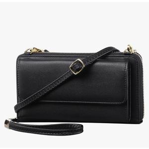Fashion Ladies Solid Color Large Capacity Leather Shoulder Bag Messenger Bag over Shoulder Bag (Black, One Size)