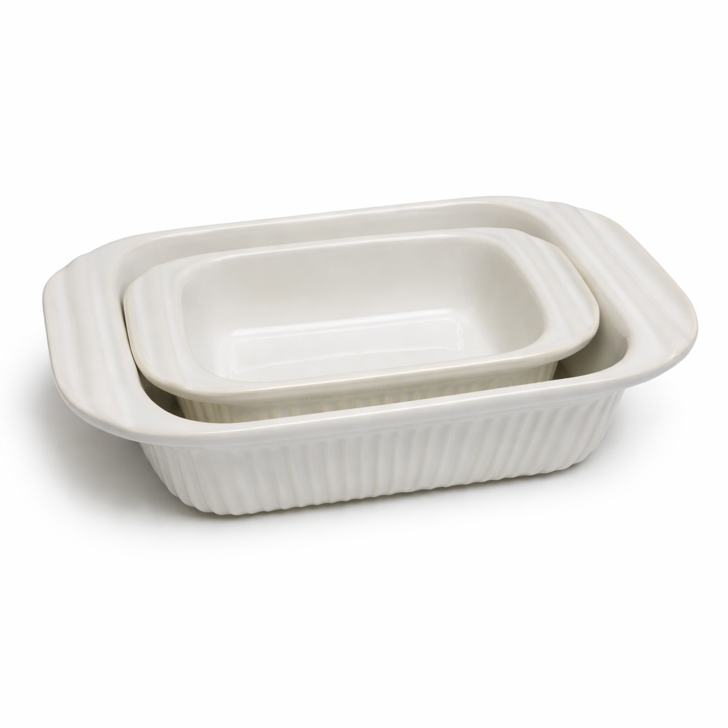 Artena Casserole Dishes For Oven, Ceramic Baking Dish, Large Lasagna Pan With Handles, Baking Pan Casserole Dish, Rectangular Bakeware Deep, White, Set Of 2 (2.3Qt/1.1Qt) (Only Baking Dish)
