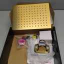 High Pressure Rainfall Shower Head/Handheld Shower Combo with 11" Adjustable Extension Arm, 5 Spray Settings Shower Heads with 60" Hose Anti-leak (Gold), 10"