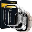 Ailun for Apple Watch Ultra 3/Ultra 2/Ultra Screen Protector Case [49mm], 2025/2023/2022 Ultra-Thin Hard PC Case Built in Tempered Glass for iWatch, Shockproof Cover with Button [2 Pack][Clear] (Transparent)