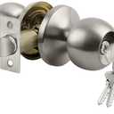 BESTTEN Keyed Entry Door Knob with Lock, Interior and Exterior Door Lock, Standard Ball, Satin Nickel Pack of 2