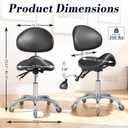 Ergonomic Saddle Stool with Adjustable Height & Backrest, 360 Swivel Rolling Wheels for Office, Dental, Salon Spa, Tattoo - Support for Estheticians, Stylists & Professionals