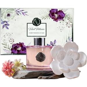 Reed Diffuser Set, Pretty Valley Home Gypsum Flower 3.38 fl oz (100 ml), Home Reed Diffuser for Bathroom Office Bathroom Living Room Decor (Velvet Petunia)