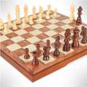 FanVince Chess Set 15" Wooden Board Game - Wood Sets with 2 Storage Bags and 2 Extra Queens - Gifts Box for Men Dad