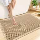 Smiry Waffle Bath Mat 32x20, Extra Soft Absorbent Bathroom Rugs, Non Slip Machine Washable Quick Dry Bath Rugs for Bathroom Floor, Tub, Shower, Home Decor Accessories, Brown