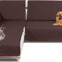 Sectional Couch Covers 100% Waterproof L Shaped Sofa Slipcover Reversible Chaise Lounge Cover for Sectional Sofa Cover for Pets Cat Dog Kids Family (Large, Deep Brown)