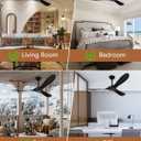 KASASS Ceiling Fan No Light, 52 in Outdoor Ceiling Fans with Remote Control without Light, 3 Blades, 6 Speed Reversible DC Motor Modern for Patios, Kitchen, Bedroom, Porch, Black