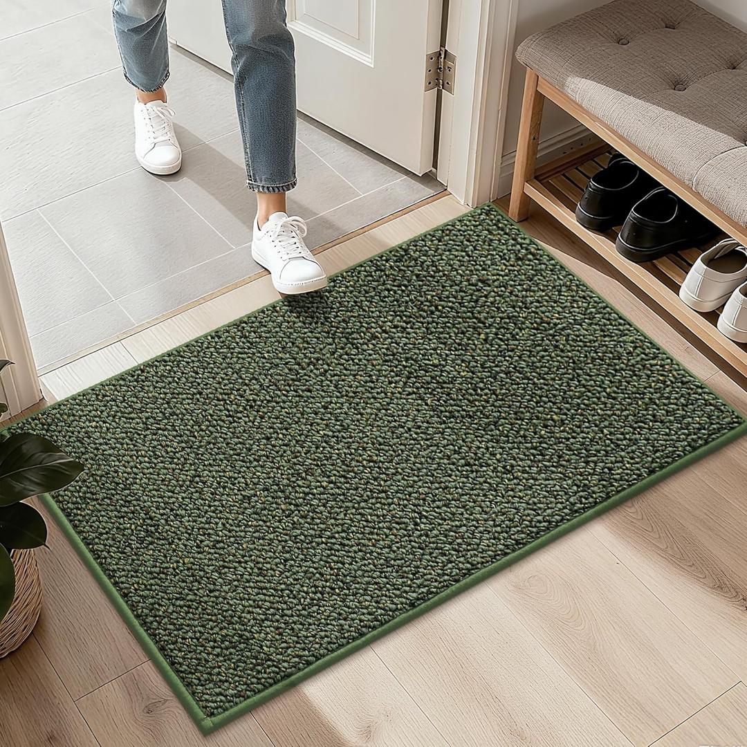 BEQHAUSE 2x3 Entryway Rug Indoor Door Mat Non-Slip Washable, Hallway Rugs Absorbent & Stain Resistant Hall Carpet Runner Rugs for Entryway, Front Door Floor Mats Laundry Room Rugs for Entry, Green