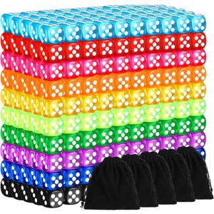 500 Pieces Colored Dice Set 12mm 6 Sided Bulk Dice with 5 Pieces Drawstring Pouches Mini Dices Bulk for Board Dices Playing Teaching Math Learning, 10 Color(Classic Color)