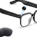 AI Smart Glasses with Camera, 8MP HD Camera Glasses for Men,Women, AI Recording Glasses with Voice Assistant,Open-Ear Audio,Real-Time Translation,Video Recording Sunglasses for Life & Work Vlog(Black)