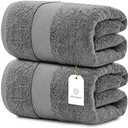 White Classic Luxury Bath Towels Large | Highly Absorbent Hotel spa Collection Bathroom Towel | 35x70 Inch | 2 Pack (Smoke Grey, 2)