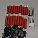 Christmas Tree Clip-on Taper Candles with 3D Flickering Flame Battery Operated Candle with Timer and Remote, Pack of 19, Red