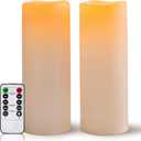 5" x 14" Large Waterproof Outdoor Flameless Candles Battery Operated LED Pillar Candles for Indoor Outdoor Lanterns, Off White, Long Lasting, Set of 2