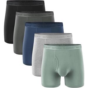 Natural Feeling Men's Underwear Covered Waistband Boxer Briefs, Multipack 5 Pack L