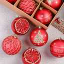 SHareconn 100MM/4 Inch 8PCS Large Christmas Balls Ornaments, Shatterproof Plastic Hanging Big Baubles Set for Xmas Tree Decoration Holiday Party Wedding Decorations with Hook, Red