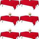 Niuara Red Rectangle Table Cloth - 6 Pack, 60" x 84" Washable Polyester Tablecloth for 5FT Tables, Wrinkle-Resistant Table Cover for Weddings & Parties